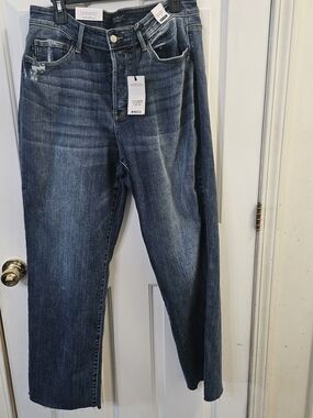 NWT Judy Blue Women's High Waist Size 16W Dark Wash Raw Hem Stretch